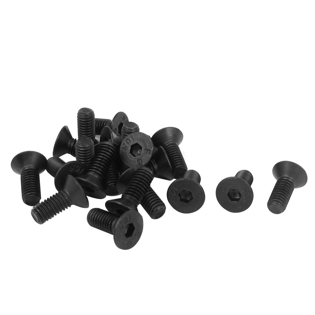 Harfington M6×16mm Metric Hex Socket Countersunk Flat Head Screw Bolts Black 20pcs