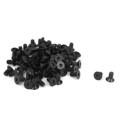 Harfington M3×6mm Metric Hex Socket Countersunk Flat Head Screw Bolts Black 100pcs