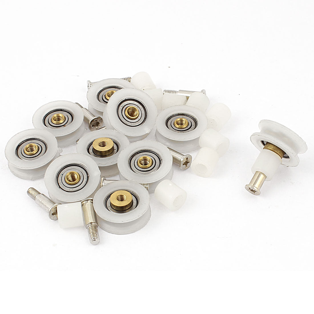 uxcell Uxcell 10pcs 22mm Plastic Pulley Bearing Round Guide Groove Rope Sliding Door Gate Wheel Roller