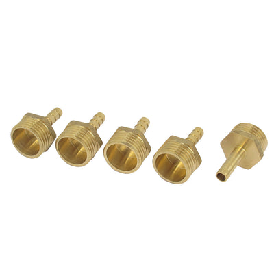 Harfington Brass 1/2BSP Male Thread to 6mm Hose Barb Straight Fitting Adapter Coupler 5PCS