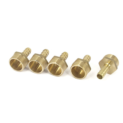 Harfington Brass 1/2BSP Male Thread to 8mm Hose Barb Straight Fitting Adapter Coupler 5PCS