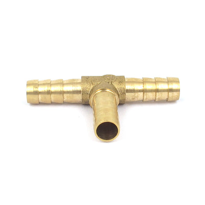 Harfington 5pcs Brass T-Shape 3 Ways Hose Barb Fitting Adapter Coupler Connector 8mm Dia
