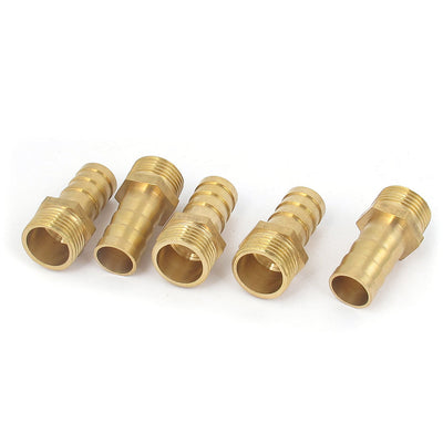 Harfington Brass 3/8BSP Male Thread to 12mm Hose Barb Straight Fitting Adapter Coupler 5PCS