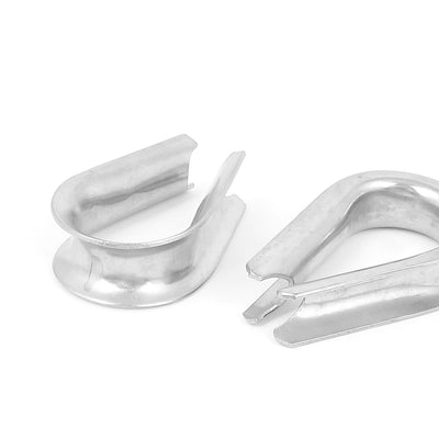 Harfington 304 Stainless Steel 12mm 1/2" Wire Rope Cable Thimbles Silver Tone 2pcs