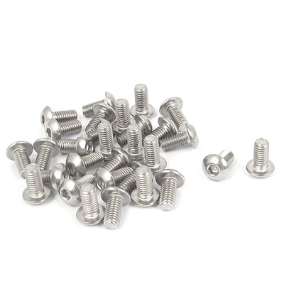 Harfington M5x10mm 304 Stainless Steel Hex Socket Machine Countersunk Round Head Screw Bolts 30PCS