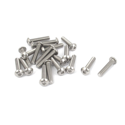 Harfington M5x25mm 304 Stainless Steel Hex Socket Machine Countersunk Round Head Screw Bolts 20PCS