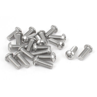 Harfington M6x16mm 304 Stainless Steel Hex Socket Machine Countersunk Round Head Screw Bolts 20PCS