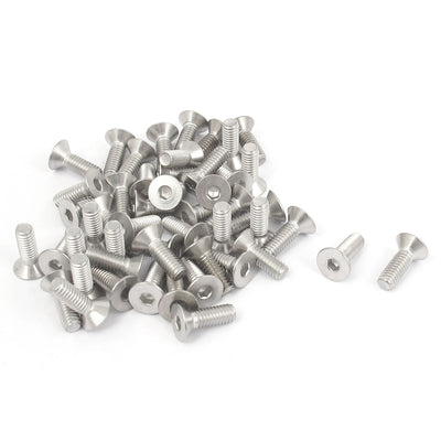 Harfington M4 x 12mm Metric 304 Stainless Steel Hex Socket Countersunk Flat Head Screw Bolts 50PCS