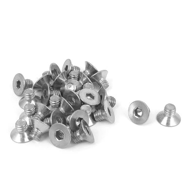 Harfington M6 x 8mm Metric 304 Stainless Steel Hex Socket Countersunk Flat Head Screw Bolts 30PCS
