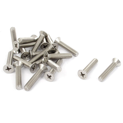 Harfington M5×25mm Metric Phillips Flat Head Countersunk Bolts Machine Screws 20pcs