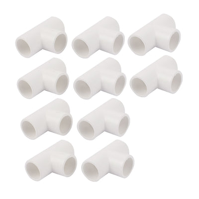 Harfington 25mm Inner Dia T Type 3 Way Water Liquid PVC Pipe Fitting Connector White 10pcs