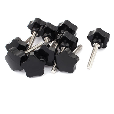 Harfington 10pcs M8×50mm Plastic Star Head Metal Clamping Knob Black