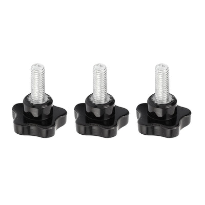 Harfington 3pcs M12×30mm Plastic Star Head Metal Clamping Knob Black