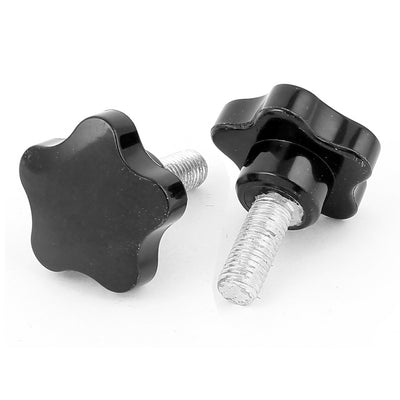 Harfington 2pcs M12×30mm Plastic Star Head Metal Clamping Knob Black