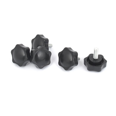 Harfington M5×12mm Male Thread 25mm Plastic Star Head Screw On Clamping Knob Grip 5pcs