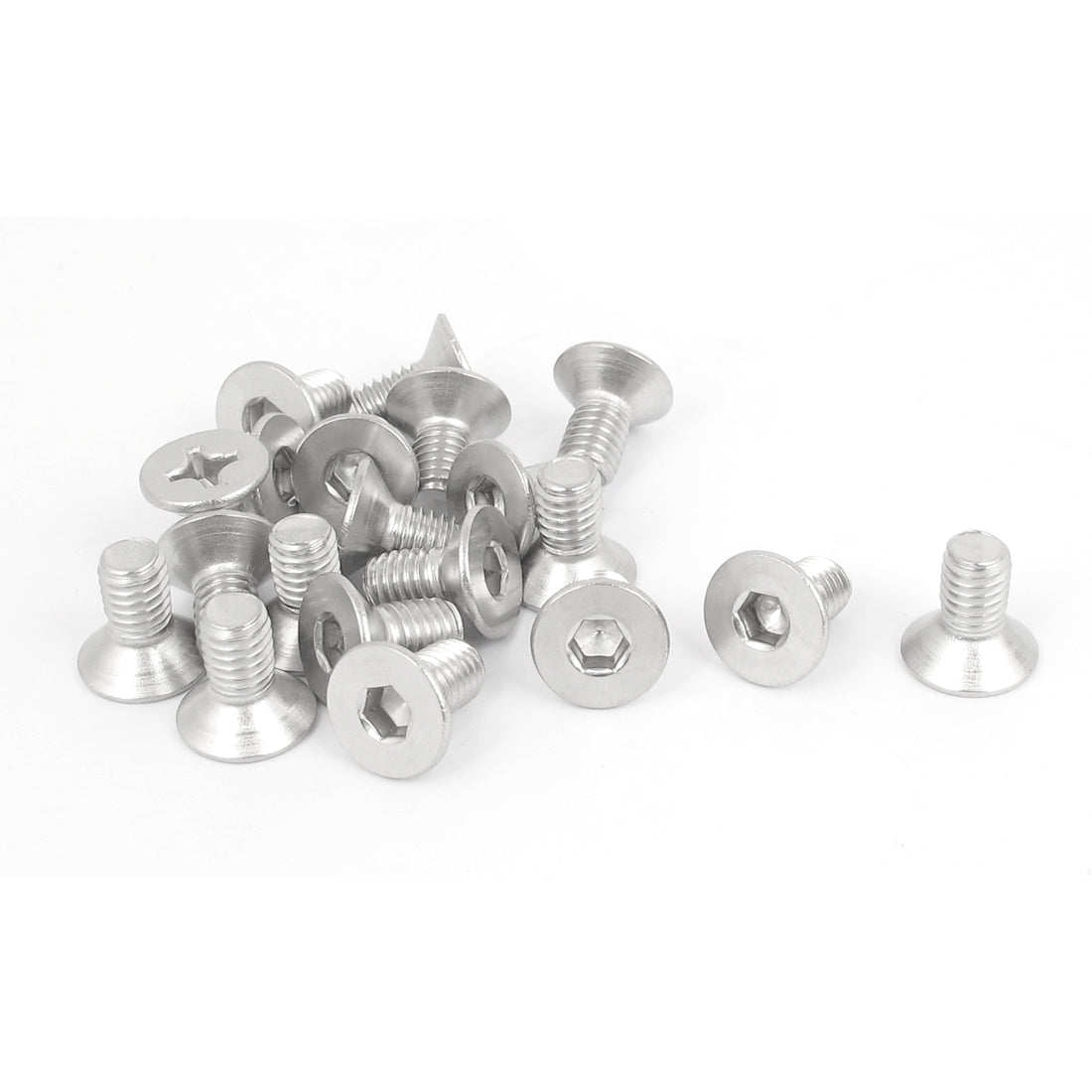 Harfington M6×12mm Metric 304 Stainless Steel Hex Socket Countersunk Head Screw Bolts 20pcs