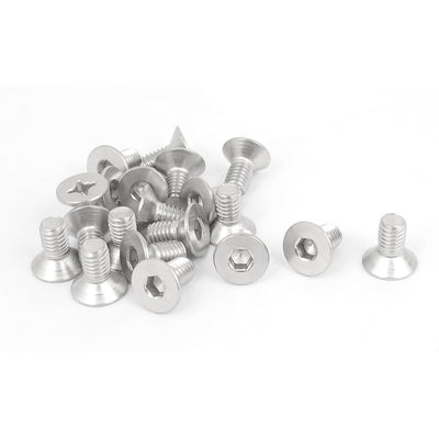 Harfington M6×12mm Metric 304 Stainless Steel Hex Socket Countersunk Head Screw Bolts 20pcs