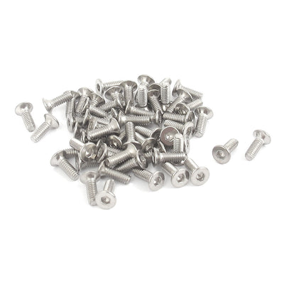 Harfington M2×6mm Hex Socket Countersunk Flat Head Screw Bolts 50pcs