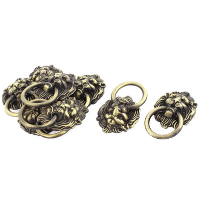 Harfington Uxcell Lion Head Shape Metal Pull Knobs Handle 1.5 Inch Dia Bronze Tone 8pcs