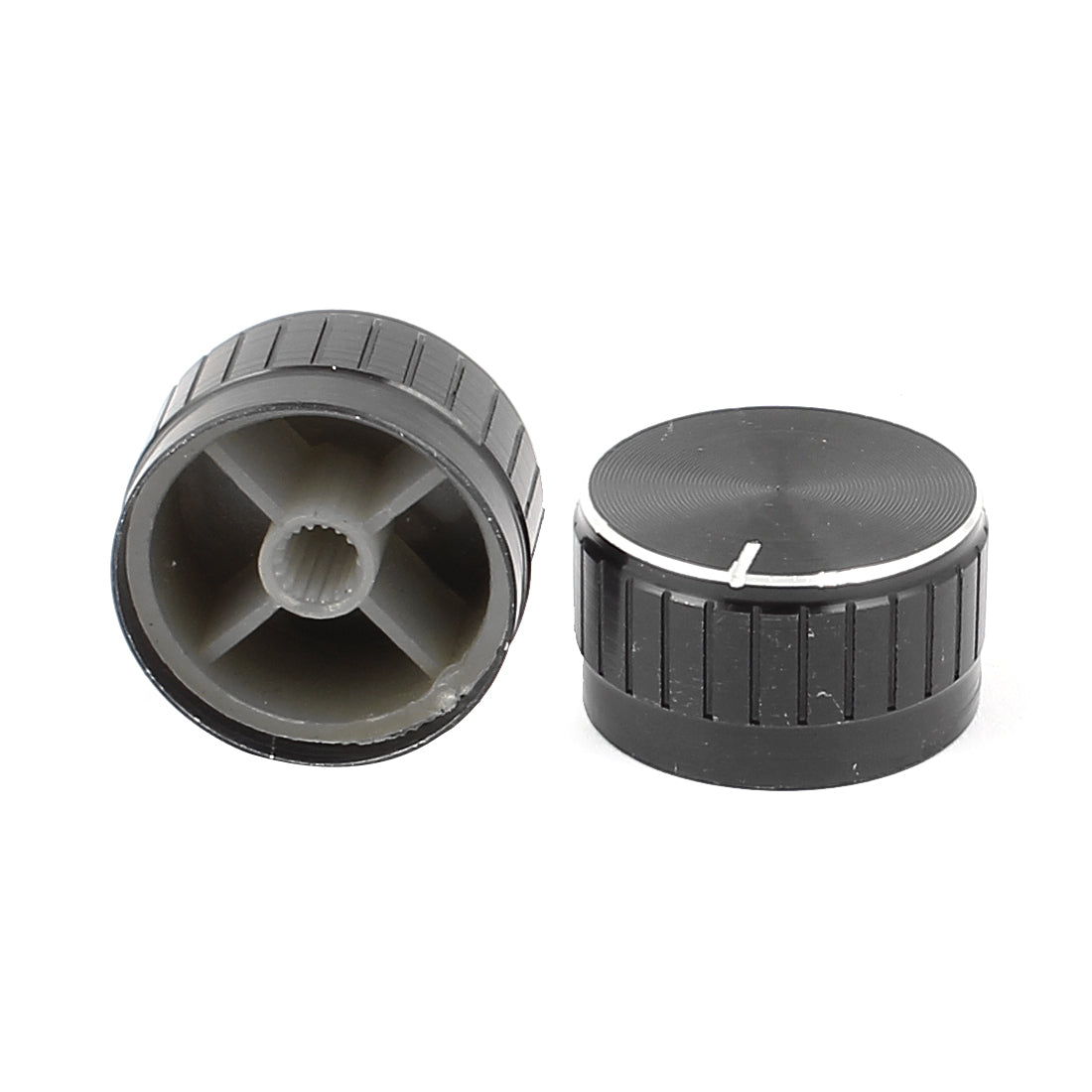 uxcell Uxcell 6 Pcs 30mm x 6mm Potentiometer Control Switch Volume Cap Aluminium Alloy Knurled Button Black