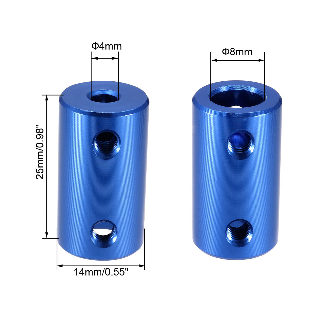uxcell Uxcell 4mm to 8mm Bore Rigid Coupling 25mm Length 14mm Diameter Shaft Coupler Connector Aluminum Alloy Blue
