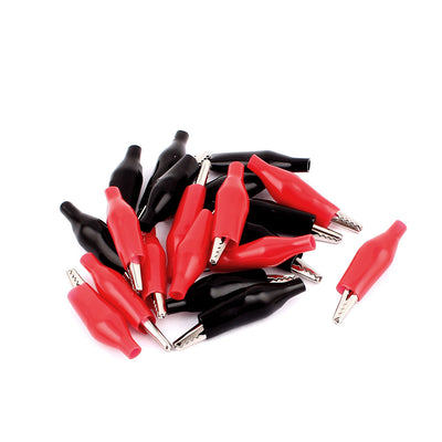 Harfington 20pcs Red Black Plastic Metal Insulated Alligator Battery Test Work Clip Clamp Connector 45mm Length