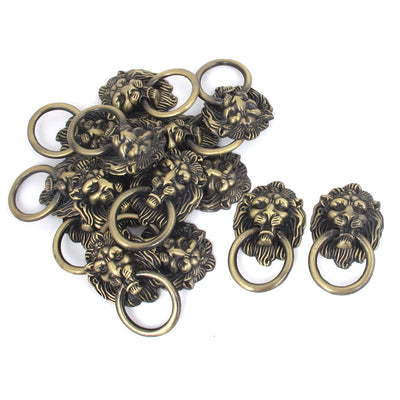uxcell Uxcell Lion Head Shape Zinc Alloy Pull Knobs Door Handle Bronze Tone 15 Pcs