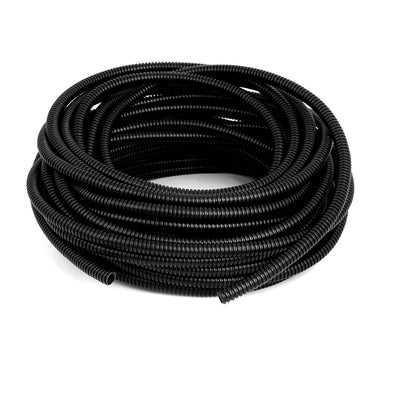 Harfington 15 M 8 x 10 mm Plastic Flexible Corrugated Conduit Tube for Garden,Office Black