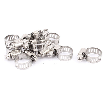 uxcell Uxcell 13mm-19mm Range 10mm Width Adjustable Band Drive Hose Clamp Fuel Line Clip 10pcs