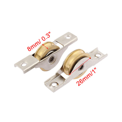 Harfington Uxcell Cabinet Door Sliding Wheel Axle Window Sash Pulley 26mm Single Roller 4pcs