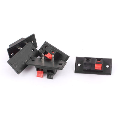 Harfington 5 Pcs 2 Terminals Spring Push Type Speaker Audio Terminal Board Connector Red Black
