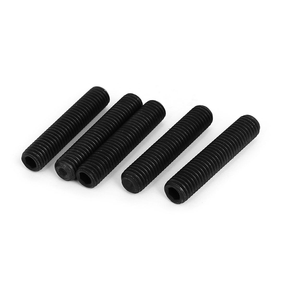 uxcell Uxcell M10x50mm Hex Socket Set Cap Point Grub Screws Black 5pcs
