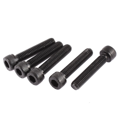 Harfington 5pcs M8×40mm Metric Thread Black Hex Socket Cap Screw Bolt Hardware