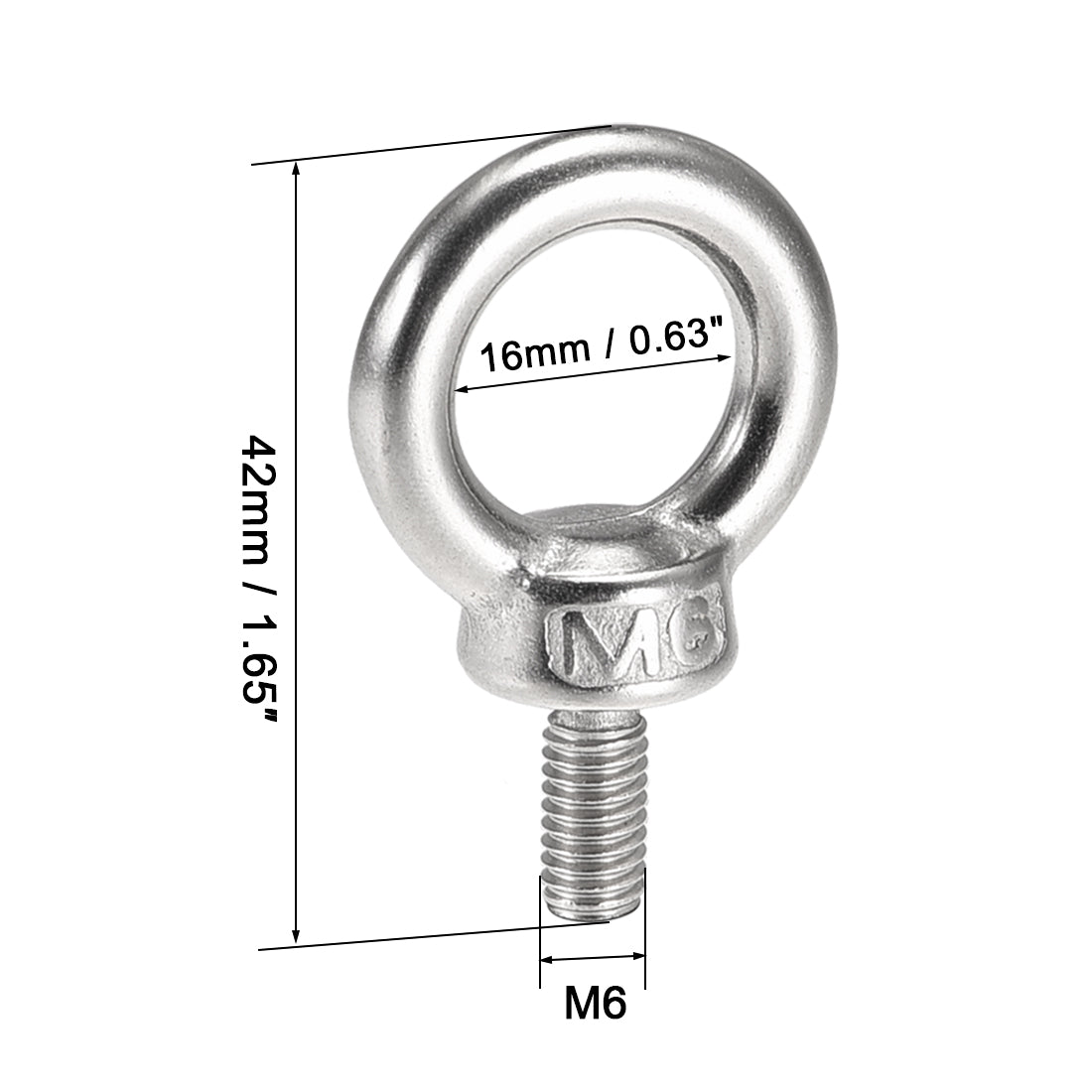 Harfington Machinery Shoulder Lifting Eye Bolt M6×12mm Male Thread 8pcs