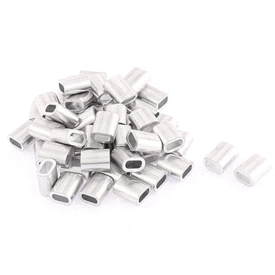 Harfington 2.5mm Steel Wire Rope Aluminum Ferrules Sleeves Fittings Loop Clip 50pcs