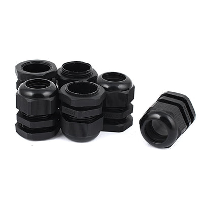uxcell Uxcell 6Pcs PG25 Black Waterproof Connector 16-21mm Cable Glands Stuffing Locknut M30