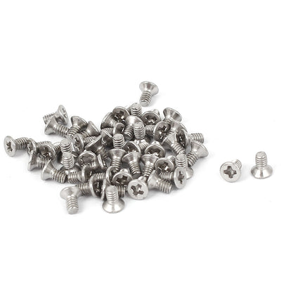 uxcell Uxcell M2x4mm 304 Stainless Steel Phillips Flat Countersunk Head Machine Screws 50pcs
