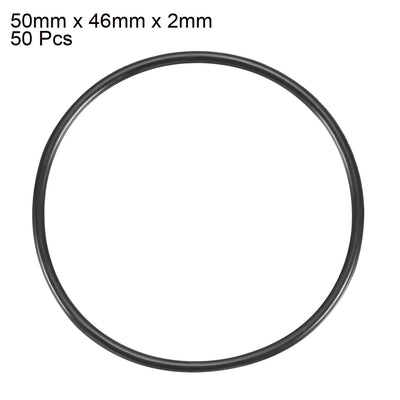 Harfington Uxcell Rubber 50mm x 46mm x 2mm Oil Seal O Rings Gaskets Washers Black 50pcs