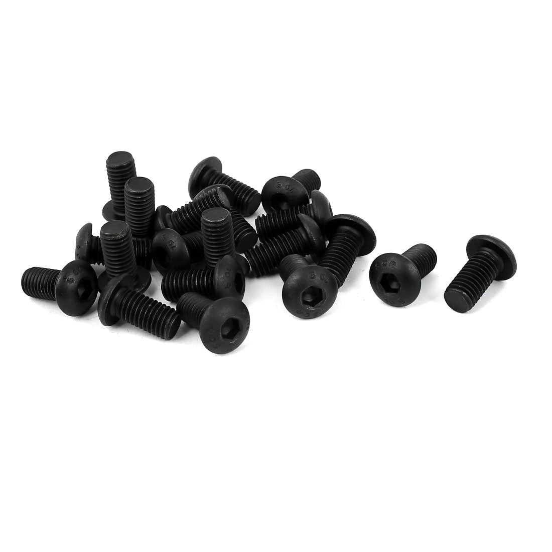 Harfington M10x20mm 10.9 Alloy Steel Button Head Hex Socket Cap Screw Bolt Black 20pcs