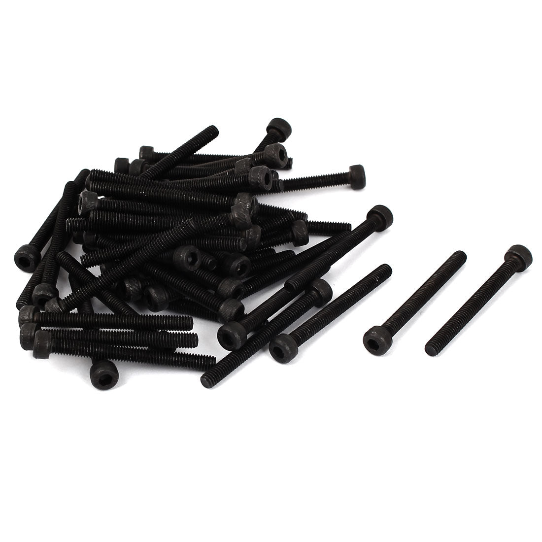 uxcell Uxcell M4 x 40mm Full Thread Carbon Steel Hex Socket Cap Head Screws Bolts Black 50 Pcs