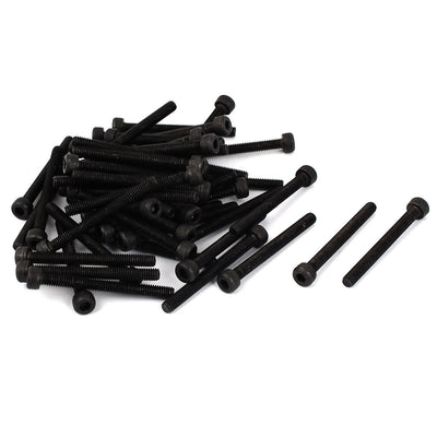uxcell Uxcell M4 x 40mm Full Thread Carbon Steel Hex Socket Cap Head Screws Bolts Black 50 Pcs