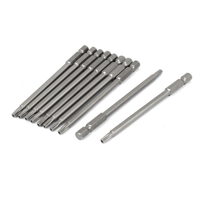 uxcell Uxcell 100mm Length 1/4" Hex Shank T20 Magnetic Torx Security Screwdriver Bits 10pcs