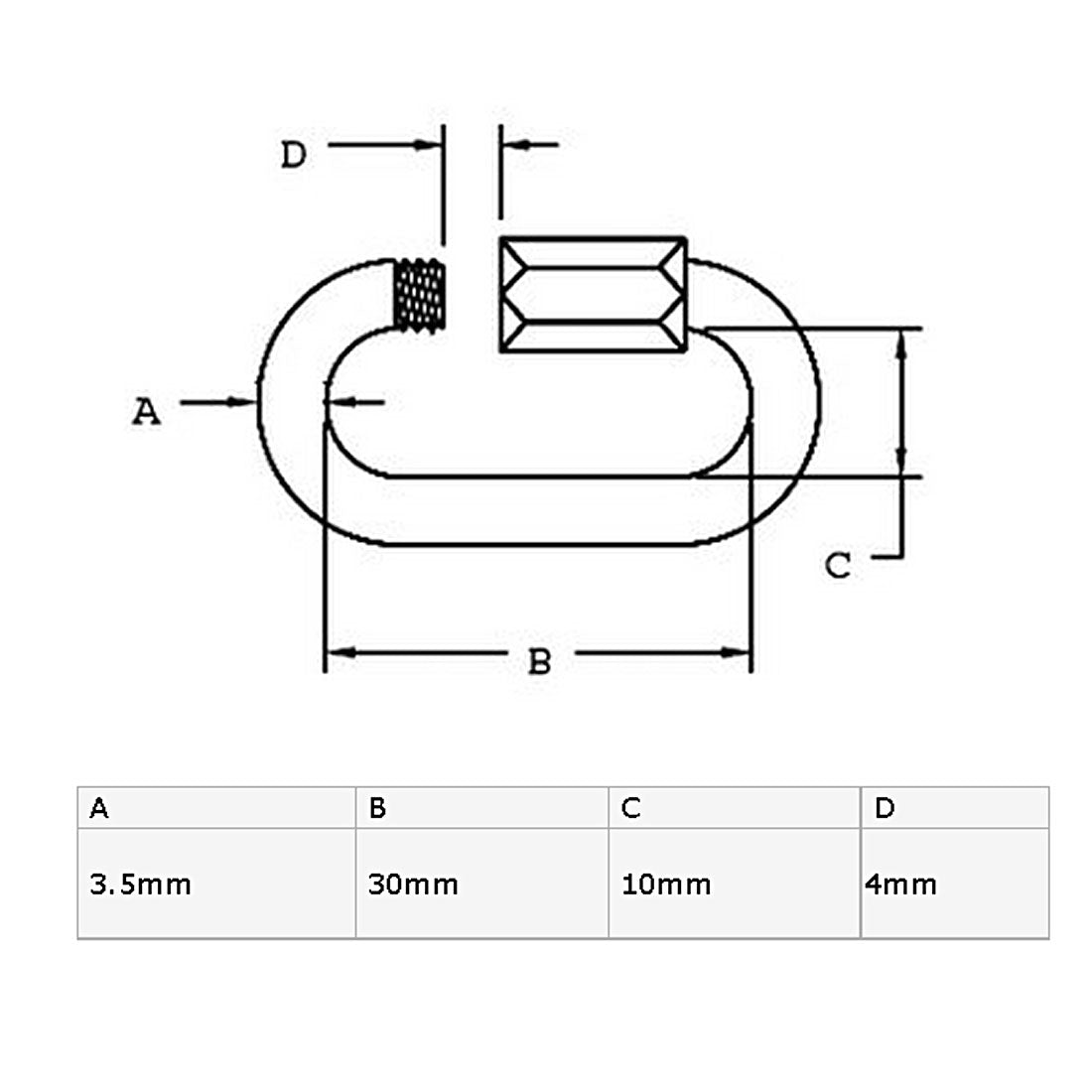 Harfington 3.5mm Thickness 304 Stainless Steel Quick Oval Link Lock Carabiner 2 Pcs