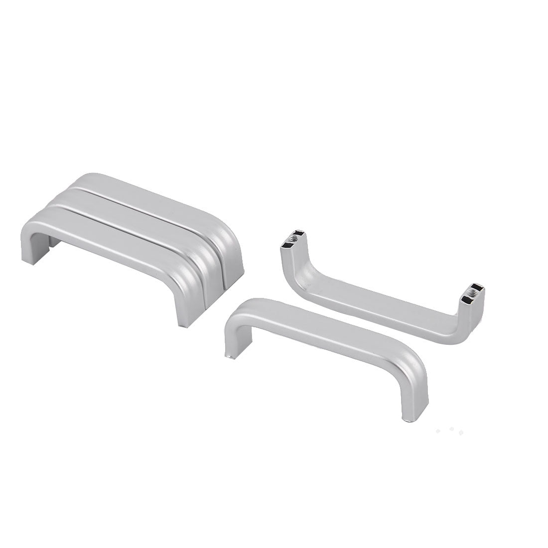 uxcell Uxcell Closet Drawer 68mm Length Aluminum Flat Bow Type Pull Handle Silver Tone 5 PCS