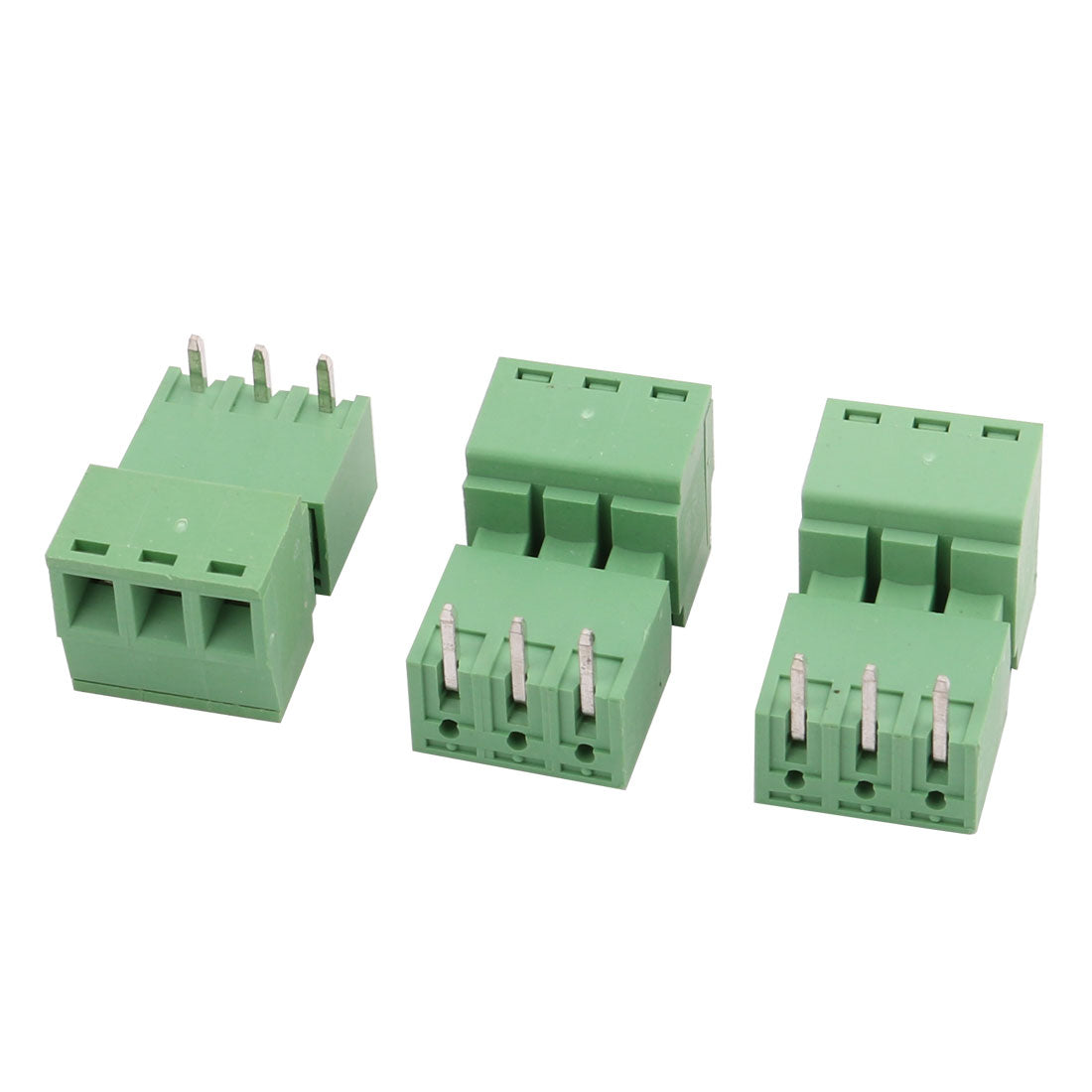uxcell Uxcell 3 Sets 300V 8A 3.81mm Pitch 3P Male Female PCB Screw Terminal Block Connector Green