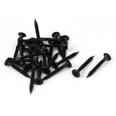 uxcell Uxcell M3.5x30mm Zinc Plated Phillips Flat Head Self Tapping Screws Black 25pcs