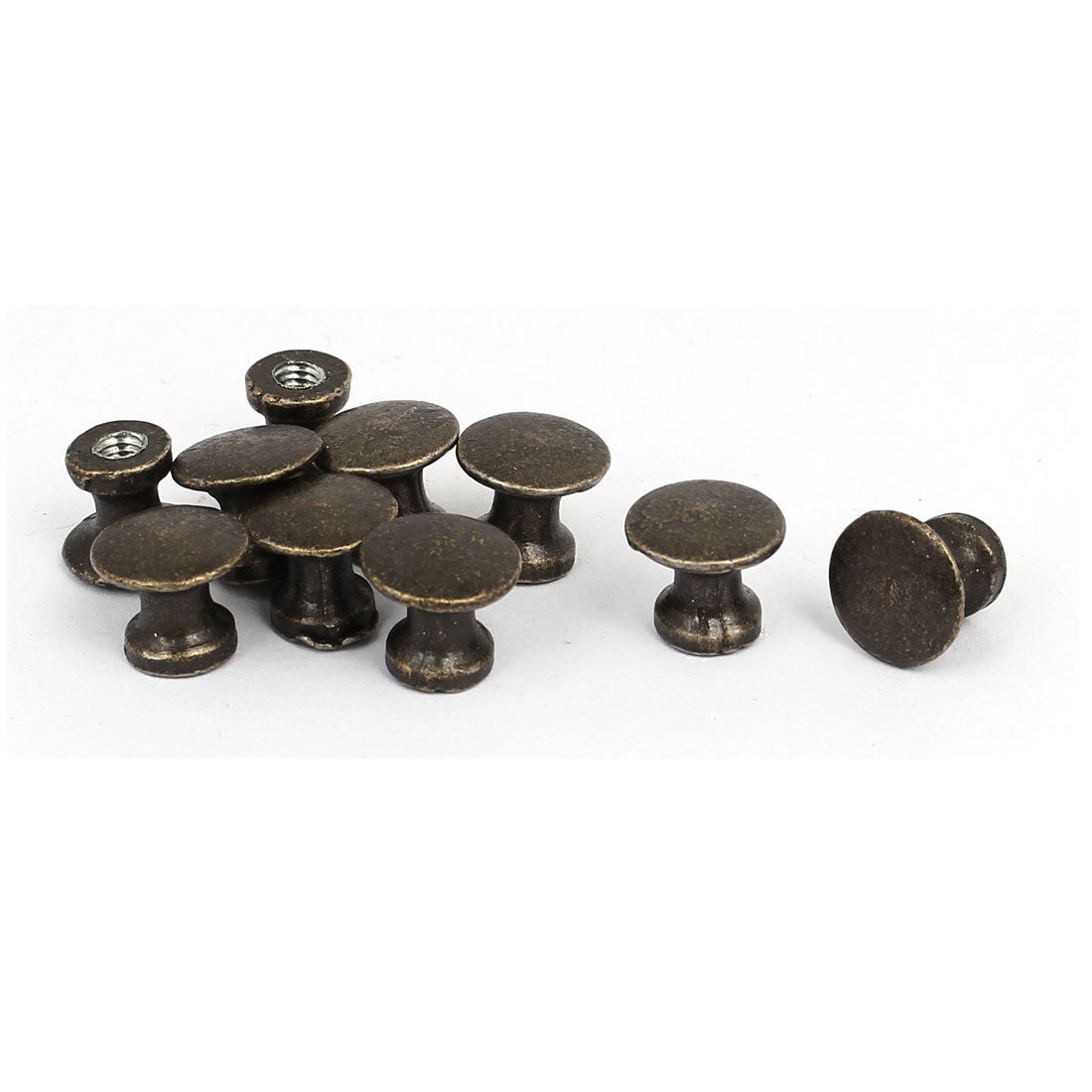 Harfington 3.5mm Threaded 12mm Diameter Metal Pull Handle Knob Bronze Tone 10pcs w Screws