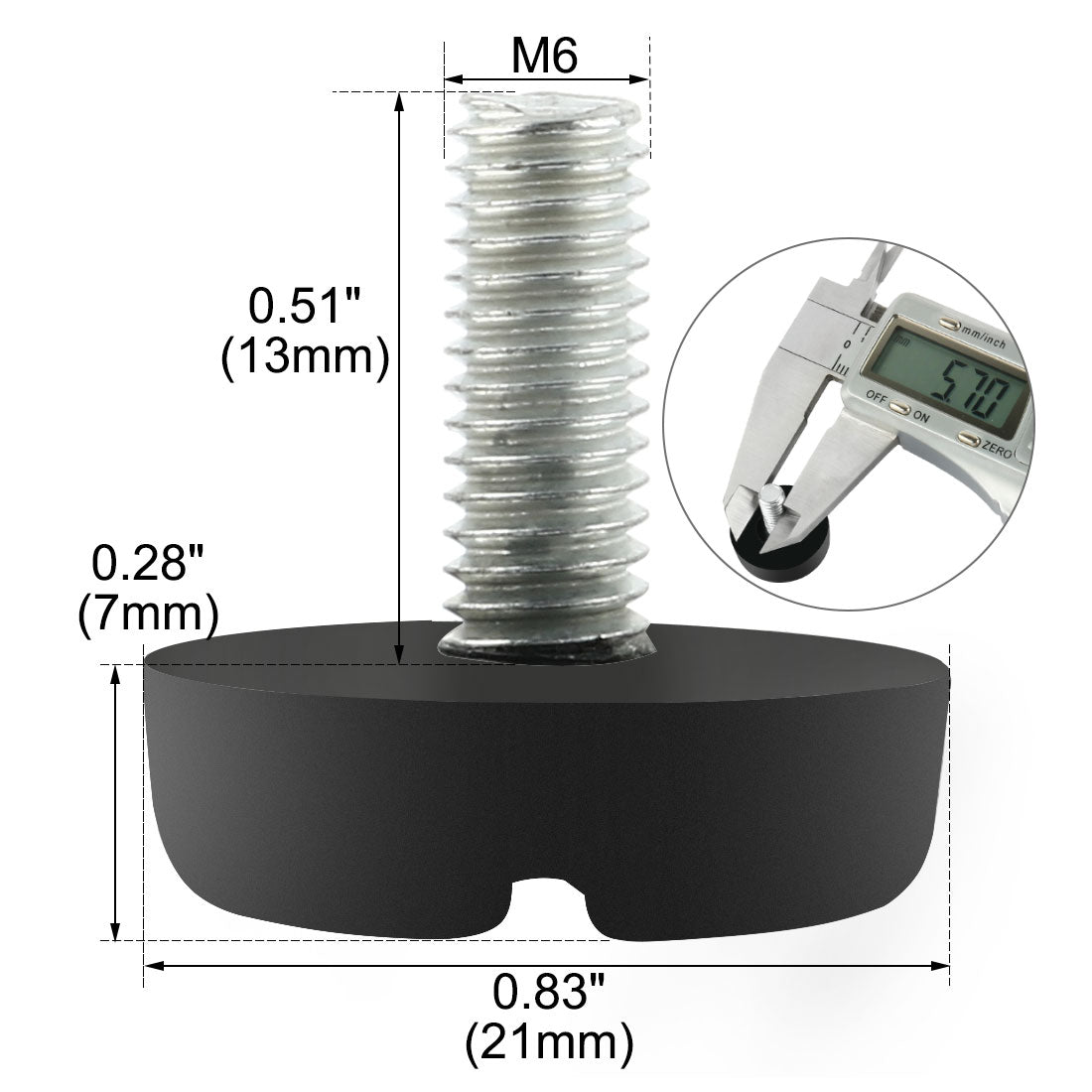 uxcell Uxcell 5pcs 21mm Dia Round Plastic Base Leveling Foot Threaded Glide Feet M6 x 13mm