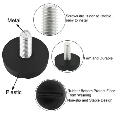 Harfington Uxcell 5pcs 21mm Dia Round Plastic Base Leveling Foot Threaded Glide Feet M6 x 13mm