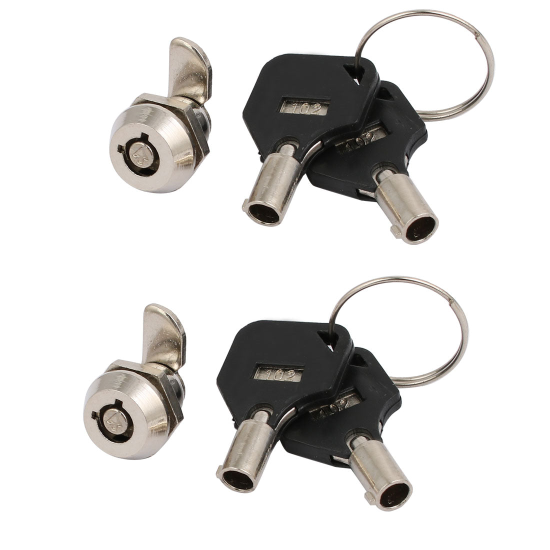 uxcell Uxcell 2pcs Closet Door Drawer Metal Panel Tubular Cam Lock Locker Silver Tone w 4 Keys